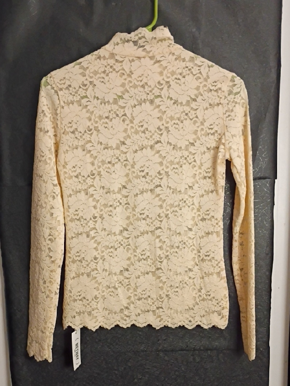Lace Long-Sleeve High Neck Top - Cream NWT SM
